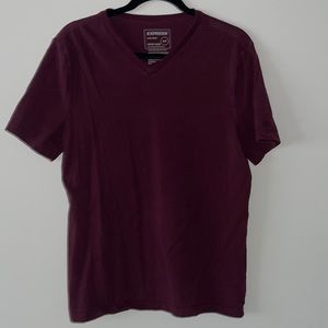 Express Maroon V-neck moisture wicking T shirt size medium